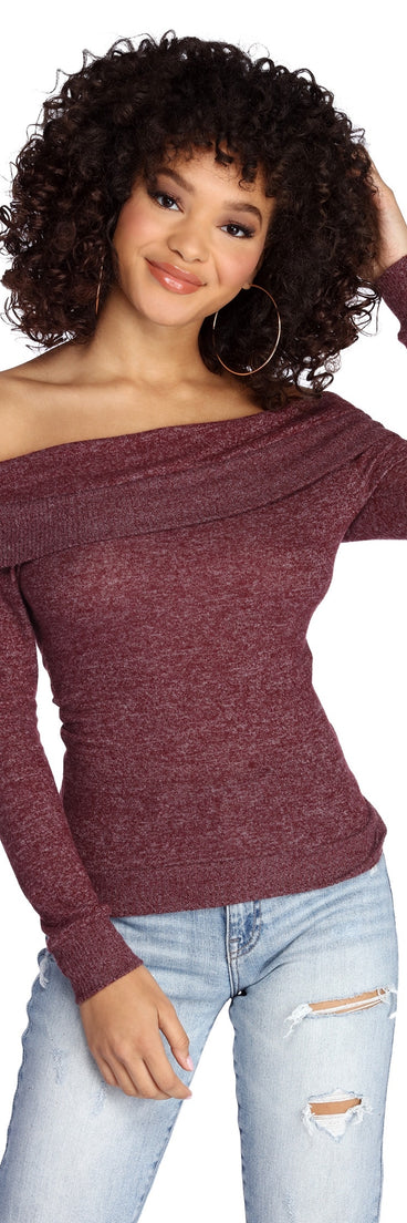 Cozy Fold Over Knit Top