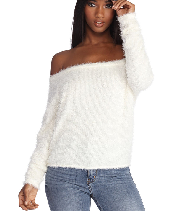 Snowy Vibes Fuzzy Pullover Top