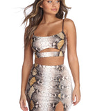 Stylin' In Snake Print Crop Top is a trendy pick to create 2023 festival outfits, festival dresses, outfits for concerts or raves, and complete your best party outfits!