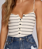With fun and flirty details, Sweet In Stripes Bodysuit shows off your unique style for a trendy outfit for the summer season!