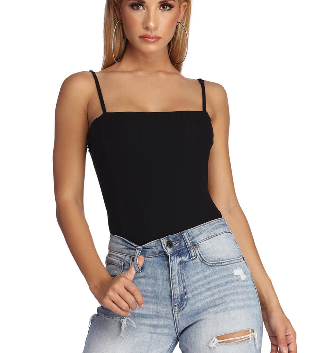 With fun and flirty details, Goes With Everything Knit Bodysuit shows off your unique style for a trendy outfit for the summer season!
