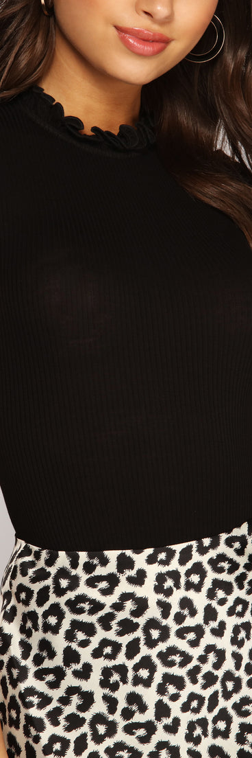 Ruffle Detail Knit Bodysuit