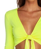 With fun and flirty details, Time To Glow Crop Top shows off your unique style for a trendy outfit for the summer season!