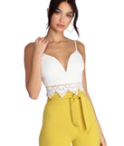 Into You Crochet Trim Crop Top for 2022 festival outfits, festival dress, outfits for raves, concert outfits, and/or club outfits