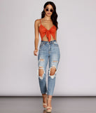 Sueded Tie-Front Bodysuit