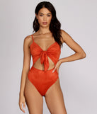 Sueded Tie-Front Bodysuit