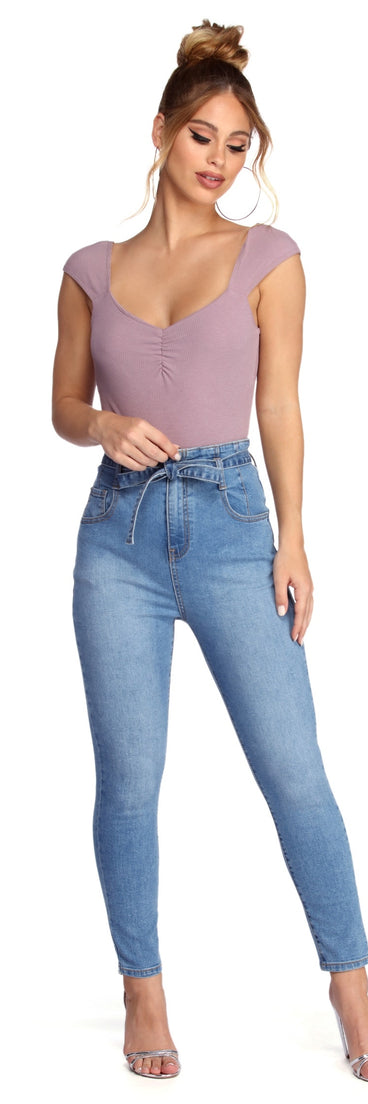 With fun and flirty details, Ruched Cutie Knit Bodysuit shows off your unique style for a trendy outfit for the summer season!