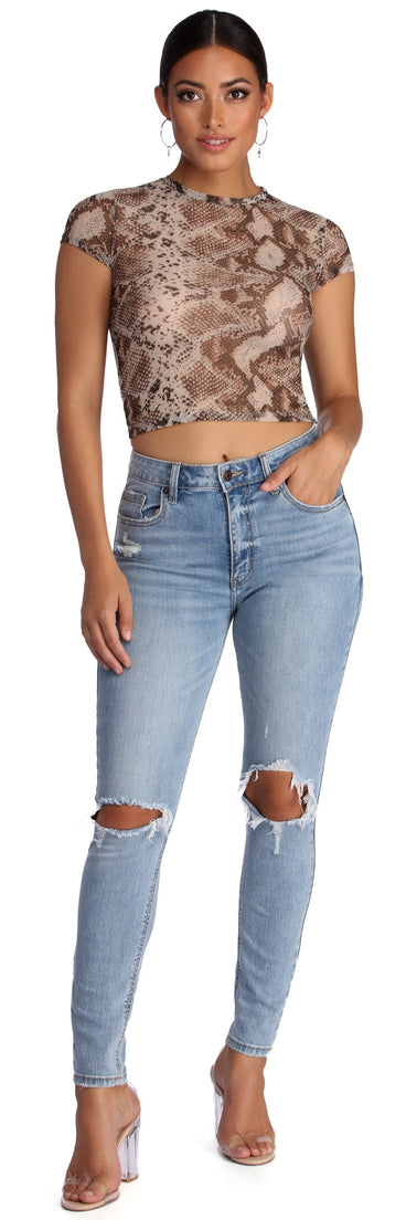 Level Up Snake Print Top for 2022 festival outfits, festival dress, outfits for raves, concert outfits, and/or club outfits