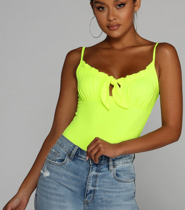 With fun and flirty details, Gorgeous Glow Ruffle Bodysuit shows off your unique style for a trendy outfit for the summer season!