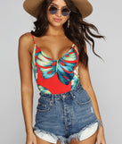 With fun and flirty details, Trip To The Tropics Bodysuit shows off your unique style for a trendy outfit for the summer season!