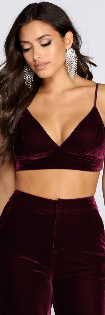 With fun and flirty details, Velvet Glamour Bralette shows off your unique style for a trendy outfit for the summer season!