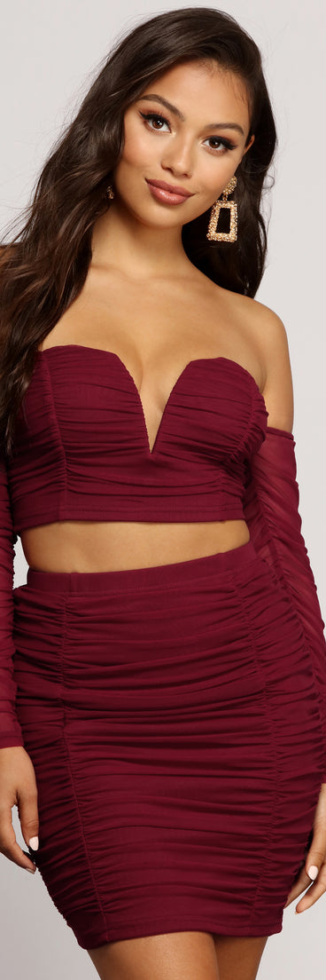 With fun and flirty details, Romantically Ruched Crop Top shows off your unique style for a trendy outfit for the summer season!