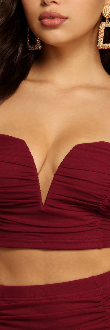 With fun and flirty details, Romantically Ruched Crop Top shows off your unique style for a trendy outfit for the summer season!