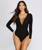 With fun and flirty details, Long Sleeve Lace Up Bodysuit shows off your unique style for a trendy outfit for the summer season!