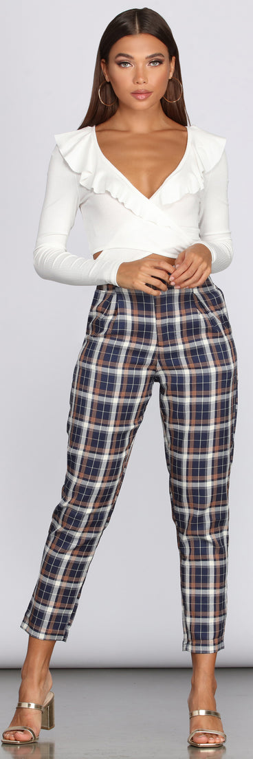 Ruffle Wrap Front Crop Top