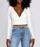 With fun and flirty details, Streamlined Surplice Wrap Top shows off your unique style for a trendy outfit for the summer season!