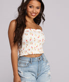 With fun and flirty details, Floral Smock Tube Top shows off your unique style for a trendy outfit for the summer season!