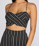 You’ll look stunning in the Sleek In Stripes Crop Top when paired with its matching separate to create a glam clothing set perfect for a New Year’s Eve Party Outfit or Holiday Outfit for any event!