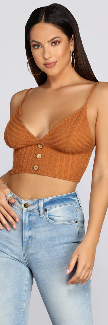 You’ll look stunning in the Button In Knit Crop Top when paired with its matching separate to create a glam clothing set perfect for a New Year’s Eve Party Outfit or Holiday Outfit for any event!