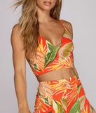 You’ll look stunning in the To Paradise Printed Crop Top when paired with its matching separate to create a glam clothing set perfect for a New Year’s Eve Party Outfit or Holiday Outfit for any event!