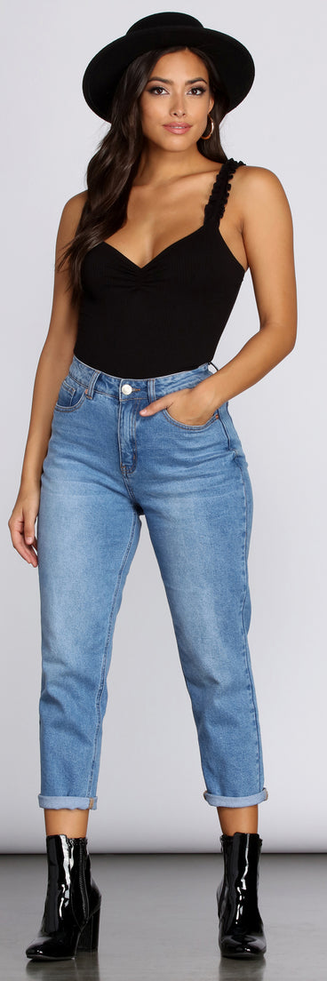 With fun and flirty details, So Easy Cinched Ruffle Tank shows off your unique style for a trendy outfit for the summer season!