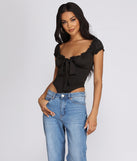 Be Honest Ruched Tie Front Top