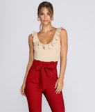 With fun and flirty details, Ruffle Trim Ribbed Bodysuit shows off your unique style for a trendy outfit for the summer season!