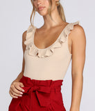 With fun and flirty details, Ruffle Trim Ribbed Bodysuit shows off your unique style for a trendy outfit for the summer season!