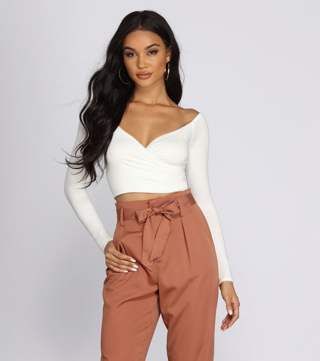 Off The Shoulder Wrap Front Crop Top