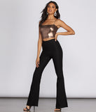 With fun and flirty details, Mega Babe Metallic Crop Top shows off your unique style for a trendy outfit for the summer season!
