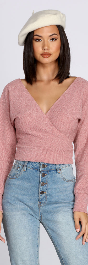 With fun and flirty details, La Femme Knit Wrap Sweater shows off your unique style for a trendy outfit for the summer season!