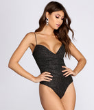 With fun and flirty details, Time To Shine Glitter Bodysuit shows off your unique style for a trendy outfit for the summer season!