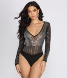 Number One Crush Rhinestone Mesh Bodysuit for 2022 festival outfits, festival dress, outfits for raves, concert outfits, and/or club outfits