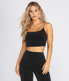 You’ll look stunning in the Glittering Knit Crop Top when paired with its matching separate to create a glam clothing set perfect for a New Year’s Eve Party Outfit or Holiday Outfit for any event!