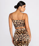 With fun and flirty details, Cropped Leopard Print Satin Top shows off your unique style for a trendy outfit for the summer season!