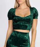 You’ll look stunning in the Lover Of Velvet Crop Top when paired with its matching separate to create a glam clothing set perfect for a New Year’s Eve Party Outfit or Holiday Outfit for any event!