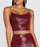 With fun and flirty details, Set Me Up With Snake Crop Top shows off your unique style for a trendy outfit for the summer season!
