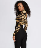 Tiger Heat Mesh Bodysuit for 2022 festival outfits, festival dress, outfits for raves, concert outfits, and/or club outfits