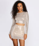 You’ll look stunning in the Stunner In Sequins Crop Top when paired with its matching separate to create a glam clothing set perfect for a New Year’s Eve Party Outfit or Holiday Outfit for any event!