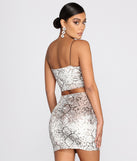 Luxe Velvet Snake Print Crop Top for 2022 festival outfits, festival dress, outfits for raves, concert outfits, and/or club outfits