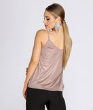 Drape And Shimmer Cowl Neck Tank Top for 2022 festival outfits, festival dress, outfits for raves, concert outfits, and/or club outfits