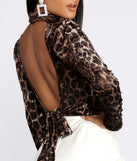 Mock Neck Velvet Leopard Top for 2022 festival outfits, festival dress, outfits for raves, concert outfits, and/or club outfits