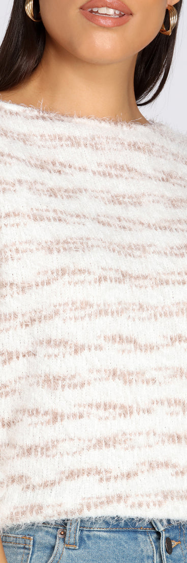 Striped Eyelash Dolman Sweater
