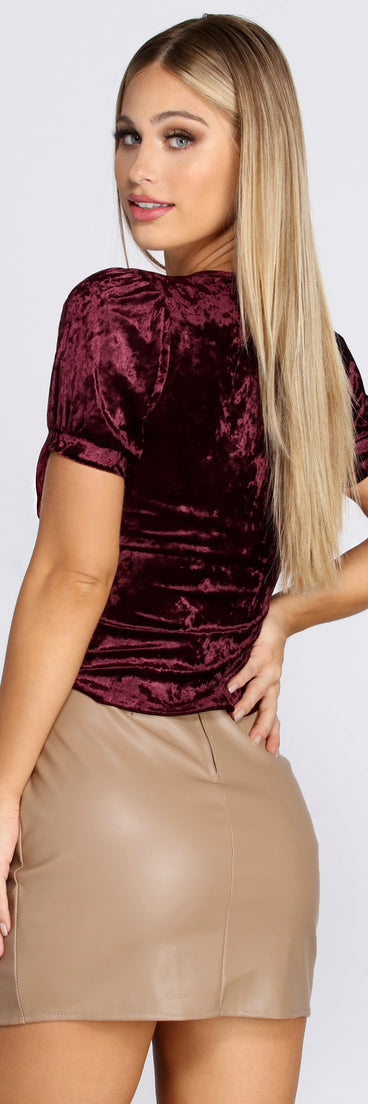 With fun and flirty details, Velvet Puff Sleeve Top shows off your unique style for a trendy outfit for the summer season!