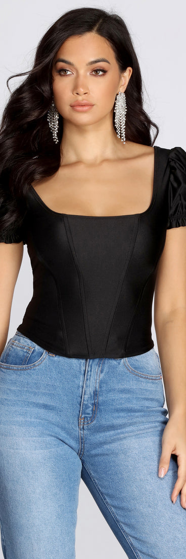 Play On Puff Sleeve Corset Top