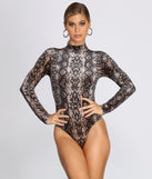 With fun and flirty details, Mock Neck Velvet Snake Bodysuit shows off your unique style for a trendy outfit for the summer season!