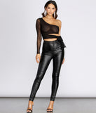 Get My Good Side Mesh One Shoulder Crop Top for 2022 festival outfits, festival dress, outfits for raves, concert outfits, and/or club outfits
