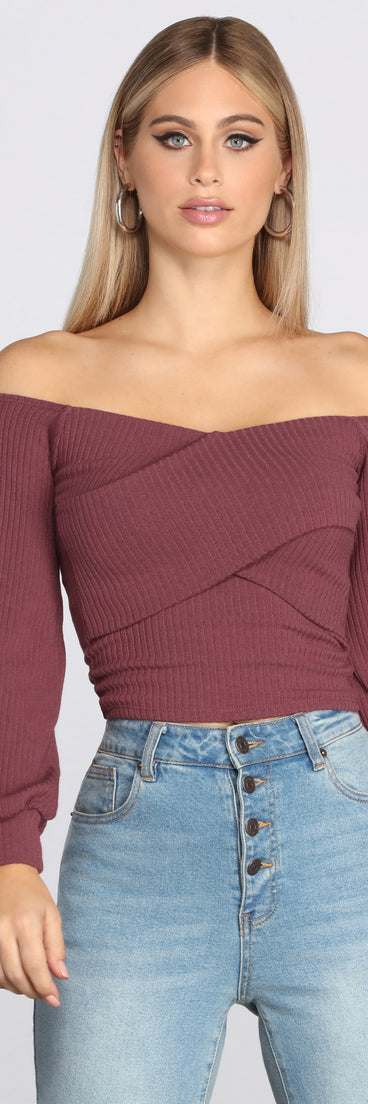 Ribbed Knit Off The Shoulder Top