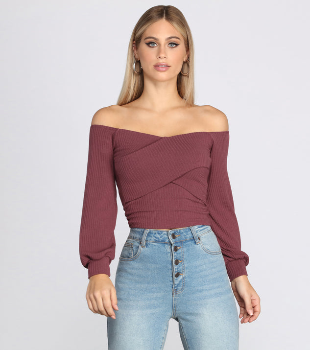 Ribbed Knit Off The Shoulder Top