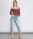 Ribbed Knit Off The Shoulder Top